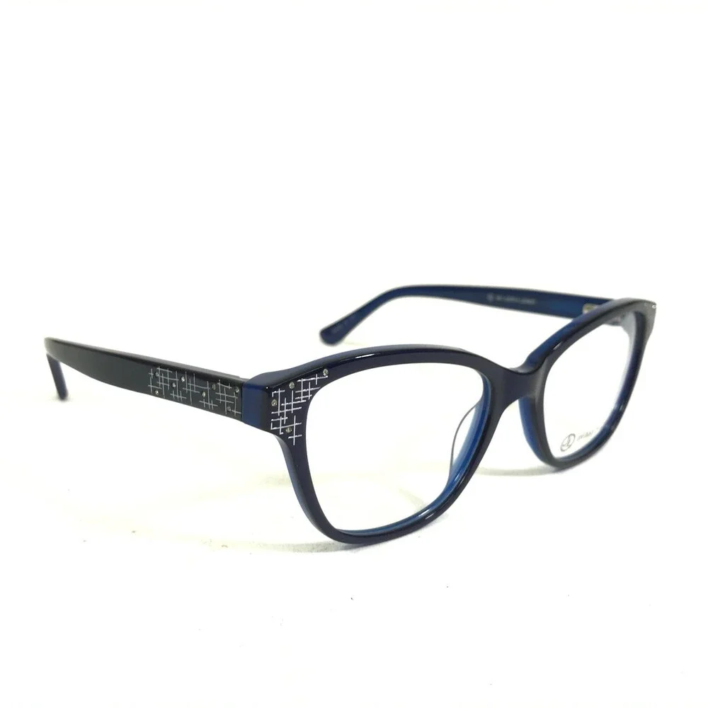 Judith Leiber Eyeglasses Frames JL-3041 Denim Blue Cat Eye Crystals 53-18-140